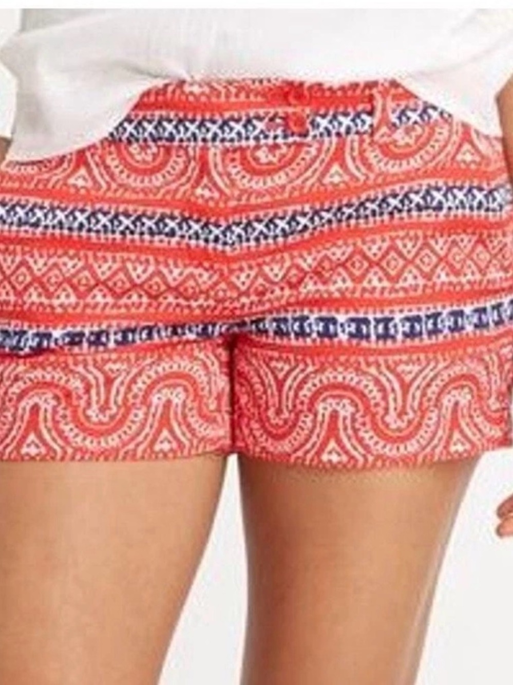 Vineyard Vines Coral and Navy Patterned Bermuda Shorts